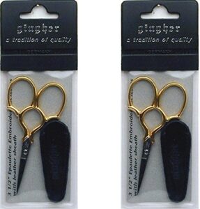 gingher epaulette 3-1/2 inch embroidery scissors (2 pack)