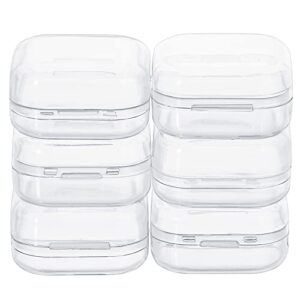 worasign clear plastic beads storage containers box 6 pack small 1.37 x 1.37 x 0.7 inches storage containers with hinged lid bead storage box for coins,jewelry and findings, craft supplies, sewing