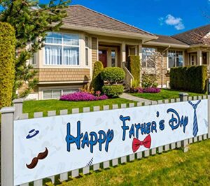 large happy father?¡¥s day banner, fathers day decorations, father?¡¥s day party supplies decoration, fathers day party backdrop (9.8 x 1.6 ft)