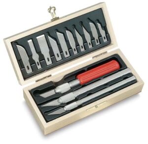 x-acto products – x-acto – knife set, 3 knives, 10 blades, carrying case – sold as 1 each – three styles with assorted blades that fit all three knives. – convenient carrying case. –