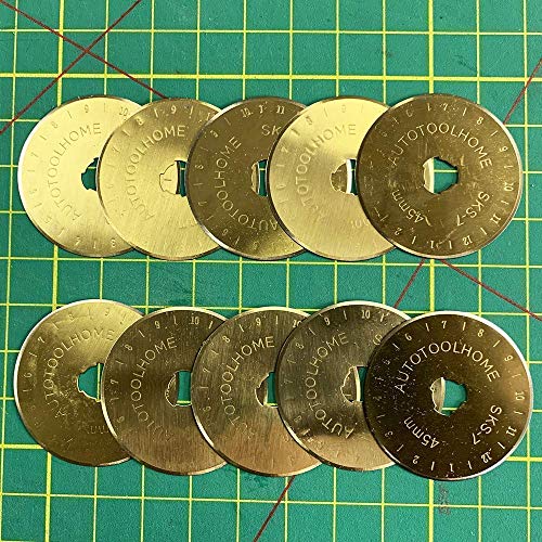 Titanium Coated Rotary Cutter Blades 45mm 10 Pack Replacement Blades Quilting Scrapbooking Sewing Arts Crafts,Sharp and Durable