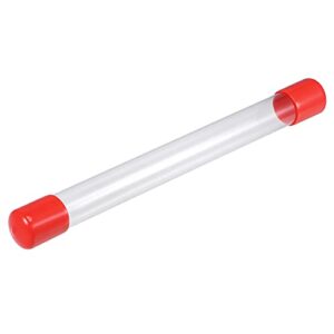 MECCANIXITY Clear Storage Tube 0.8" x 9"(20mm x 230mm) Lightweight for Bead Containers, Craft, DIY with Red Caps