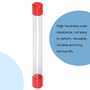 MECCANIXITY Clear Storage Tube 0.8" x 9"(20mm x 230mm) Lightweight for Bead Containers, Craft, DIY with Red Caps