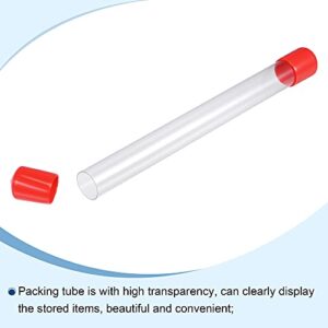 MECCANIXITY Clear Storage Tube 0.8" x 9"(20mm x 230mm) Lightweight for Bead Containers, Craft, DIY with Red Caps