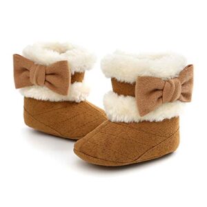 Ohwawadi Infant Girl Boots Cozy Fleece Booties Slippers Winter Baby Girls Dress Shoes Warm Newborn Crib Shoes