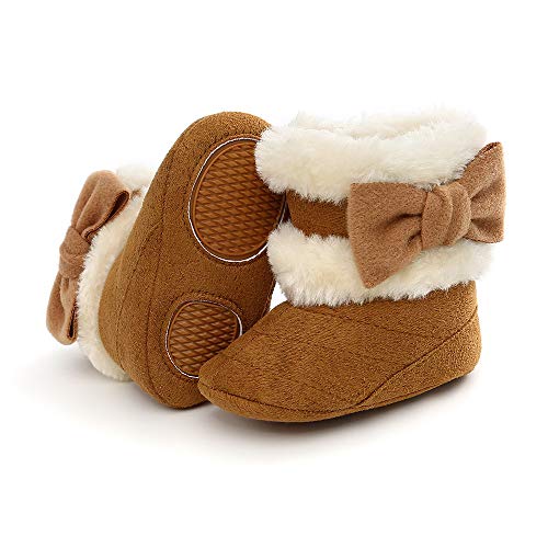 Ohwawadi Infant Girl Boots Cozy Fleece Booties Slippers Winter Baby Girls Dress Shoes Warm Newborn Crib Shoes