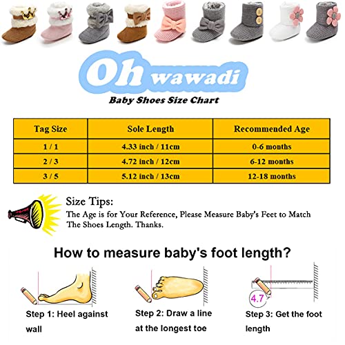 Ohwawadi Infant Girl Boots Cozy Fleece Booties Slippers Winter Baby Girls Dress Shoes Warm Newborn Crib Shoes