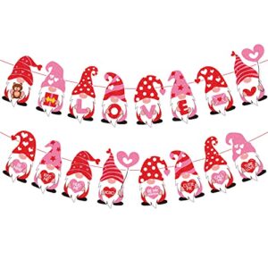 ptfny 2 pieces valentines gnomes garland banner valentine’s day gnomes decorations banners for valentines day indoor outdoor bridal shower anniversary wedding party decorations