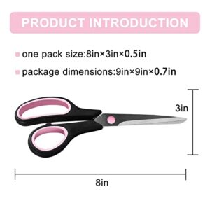 Pink Scissors,ACOSEA 8" Scissors All Purpose with Sharp Stainless Steel Blades and Comfort-Grip Handles,Sturdy Sharp Scissors for Office,Home,School,Sewing,Craft Supplies,Right/Left Handed 3PCS