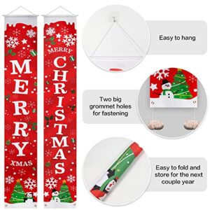 Outdoor Christmas Decorations Door Banner with Lights, Remote Control Merry Christmas Banner with LED Lights,Pre-assembled Christmas Front Door Banner & Christmas Wall Decor, Christmas Door Front Porch Decor Decorations Outside