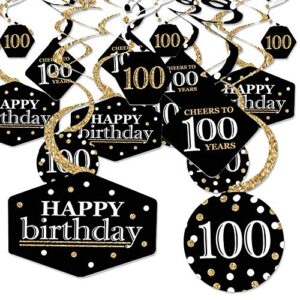 big dot of happiness adult 100th birthday – gold – birthday party hanging decor – party decoration swirls – set of 40