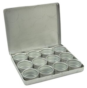 12-pieces clear top round aluminum storage container set 1.5″ diameter mini diy favour boxes