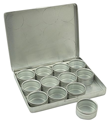 12-Pieces Clear Top Round Aluminum Storage Container Set 1.5" Diameter Mini DIY Favour Boxes