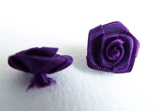 100 Assorted Tiny Satin Ribbon Rose Bows Diameter 10 mm. Tiny Embellishment Craft Artificial Applique Wedding