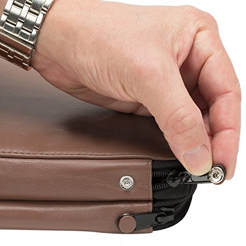 Creative Mark Soft Genuine Leather Pencil Case Holds 48 Pencil Pen Marker Makeup Brush Artist Tool Paint Brush Zippered Pouch Holder-48 Count [Black]