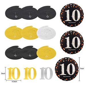 Yoaokiy 10 Year Anniversary Decorations Supplies Kit - Happy 10th Anniversary Banner, 9 Hanging Swirls, 6 Poms - 10th Wedding Anniversary Party Decorations…