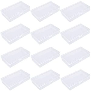 dirbuy 12pcs small plastic rectangular containers, clear mini plastic boxes with lids for beads and small items (5x 3 x 1 inch)
