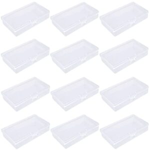 DIRBUY 12pcs Small Plastic Rectangular Containers, Clear Mini Plastic Boxes with Lids for Beads and Small Items (5x 3 x 1 inch)