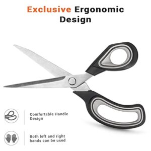 Premium Tailor Scissors Heavy Duty Multi-Purpose Titanium Scissors Professional for Leather Cutting Industrial Sharp Sewing Shears, Gray