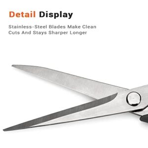 Premium Tailor Scissors Heavy Duty Multi-Purpose Titanium Scissors Professional for Leather Cutting Industrial Sharp Sewing Shears, Gray