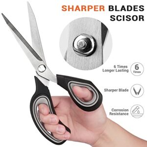 Premium Tailor Scissors Heavy Duty Multi-Purpose Titanium Scissors Professional for Leather Cutting Industrial Sharp Sewing Shears, Gray