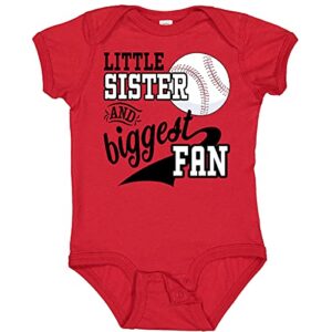 inktastic little sister and biggest baseball fan baby bodysuit 12 months red 2a7dd