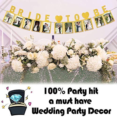 LINGPAR Bride to Be Photo Banner Gold Foiled for Wedding Sign Bridal Shower Banner Hen Night Decoration (Gold)