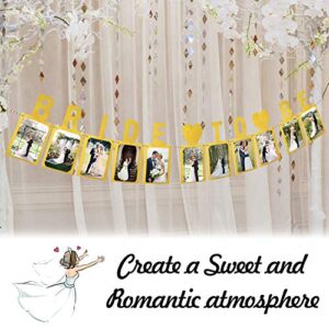 LINGPAR Bride to Be Photo Banner Gold Foiled for Wedding Sign Bridal Shower Banner Hen Night Decoration (Gold)