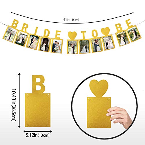 LINGPAR Bride to Be Photo Banner Gold Foiled for Wedding Sign Bridal Shower Banner Hen Night Decoration (Gold)