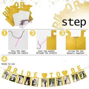 LINGPAR Bride to Be Photo Banner Gold Foiled for Wedding Sign Bridal Shower Banner Hen Night Decoration (Gold)