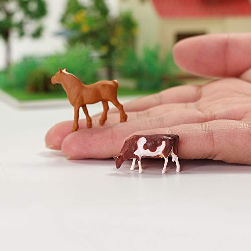 Farm Animals Figure Set,AN8706 36PCS 1:87 Well Painted Farm Animals Cows Horses Figures for HO Scale Model Train Scenery Layout Miniature Landscape New