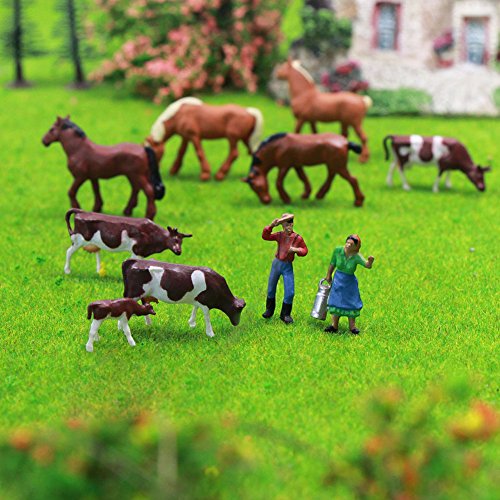 Farm Animals Figure Set,AN8706 36PCS 1:87 Well Painted Farm Animals Cows Horses Figures for HO Scale Model Train Scenery Layout Miniature Landscape New