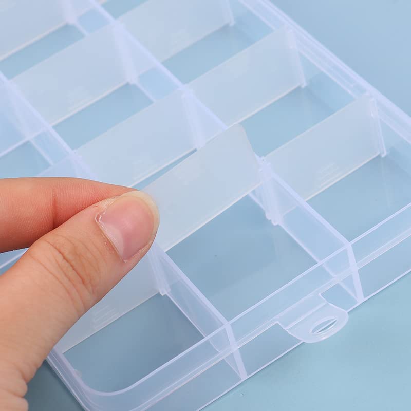 VoVbay Clear Plastic Organizer Box Storage Container Jewelry Box with Adjustable Dividers for Beads Art DIY Crafts Jewelry Fishing Tackles Organizer Beads Storage Boxes