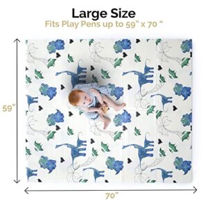 JumpOff Jo - Large Waterproof Foam Padded Play Mat for Infants, Babies, Toddlers, Play & Tummy Time, Foldable Activity Mat, 70 in. x 59 in. - Tiny Dinos, Pack of 1