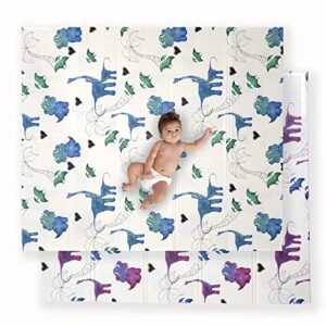 jumpoff jo – large waterproof foam padded play mat for infants, babies, toddlers, play & tummy time, foldable activity mat, 70 in. x 59 in. – tiny dinos, pack of 1