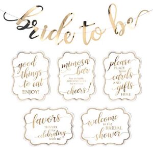 lillian rose white gold bridal shower signs and bunting, 18″