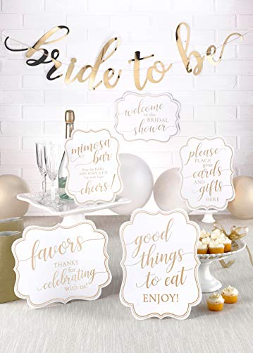 Lillian Rose White Gold Bridal Shower Signs and Bunting, 18"