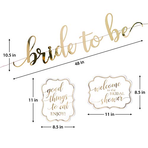 Lillian Rose White Gold Bridal Shower Signs and Bunting, 18"