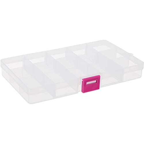 Bead Storage Containers, Jewelry Organizer with Lids, 15 Grid, Dividers (6.9 x 3.9 in, 6 Pack)