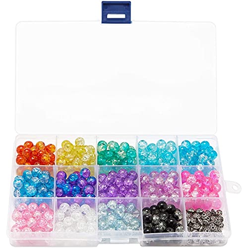 Bead Storage Containers, Jewelry Organizer with Lids, 15 Grid, Dividers (6.9 x 3.9 in, 6 Pack)