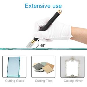 Glass Cutter 2mm-20mm, Upgrade Glass Cutter Tool, Pencil Style Oil Feed Carbide Tip for Glass Cutting/Tiles/Mirror/Mosaic.