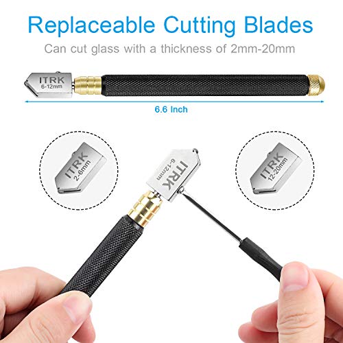 Glass Cutter 2mm-20mm, Upgrade Glass Cutter Tool, Pencil Style Oil Feed Carbide Tip for Glass Cutting/Tiles/Mirror/Mosaic.