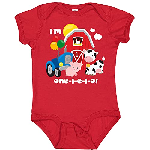 inktastic ONE-I-E-I-O 1st Birthday Baby Bodysuit 12 Months Red 34a09