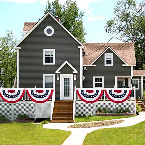 4PCS Patriotic Pleated Fan Flag,3 x1.5 Ft American Flag Banner, July 4th American Patriotic Bunting Half Fan Banner