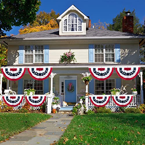 4PCS Patriotic Pleated Fan Flag,3 x1.5 Ft American Flag Banner, July 4th American Patriotic Bunting Half Fan Banner