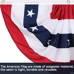 4PCS Patriotic Pleated Fan Flag,3 x1.5 Ft American Flag Banner, July 4th American Patriotic Bunting Half Fan Banner