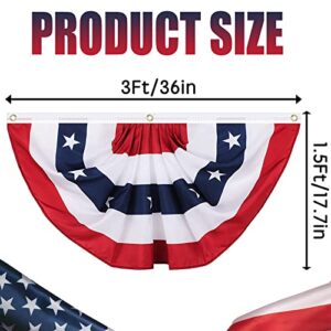 4PCS Patriotic Pleated Fan Flag,3 x1.5 Ft American Flag Banner, July 4th American Patriotic Bunting Half Fan Banner