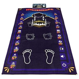 asheep smart muslim prayer mat for kids, muslim prayer rug electronic islamic prayer mat with worship step guide for kids toddlers, kid ramadan gifts, 43.3×27.5 in (color : dark blue)