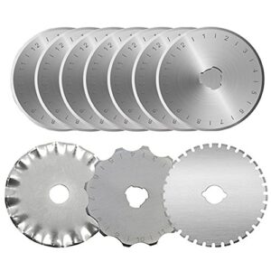 kisswill rotary cutter blades 45mm – 10 pack mix pack 45 mm rotary cutting blades fits for olfa fiskars martelli truecut 45mm rotary cutter replacement blades, sharp and durable