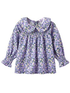 cute floral smocked ruffle long sleeve blouse shirt for baby & kid girls size 6t